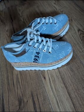 Donald Duck Denim Blue Platform Sneakers